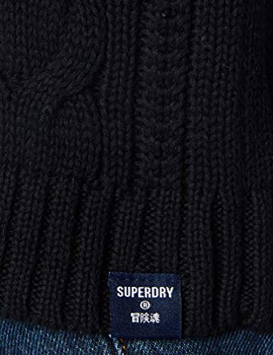 Superdry College Cable Crew suéter, Azul Marino/Blanco Roto, L (Talla del Fabricante:14) para Mujer