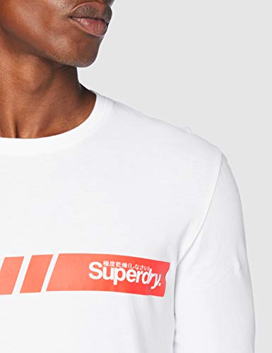 Superdry Core Logo Sport Stripe Top Camisa Manga Larga, Blanco (Optic 01c), XXL para Hombre