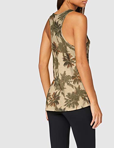 Superdry Desert Linen Vest Camiseta sin Mangas, Multicolor (Vintage Palm Q0q), L para Mujer