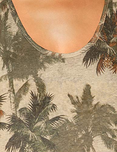 Superdry Desert Linen Vest Camiseta sin Mangas, Multicolor (Vintage Palm Q0q), L para Mujer