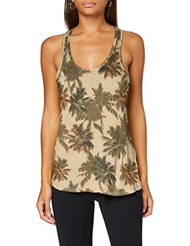 Superdry Desert Linen Vest Camiseta sin Mangas, Multicolor (Vintage Palm Q0q), L para Mujer