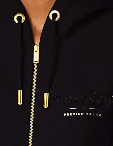 Superdry Established Zip Hood Jersey de Punto, Negro, XS para Mujer