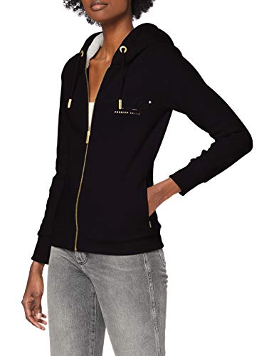 Superdry Established Zip Hood Jersey de Punto, Negro, XS para Mujer