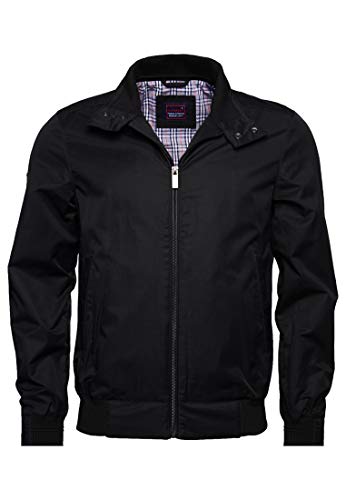 Superdry Hombre Cazadora con Cuello Chimenea Harrington Negro M