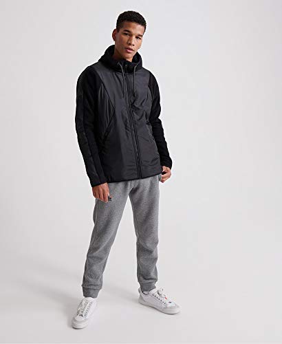 Superdry Hombre Sudadera con Capucha, Cremallera y Bloques de Color Desert Alche Negro L