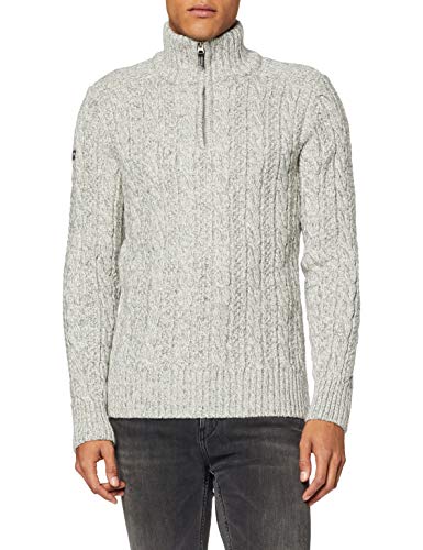 Superdry Jacob Henley suéter, Gris (Concrete Twist THU), XS para Hombre