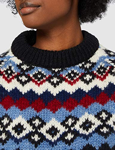 Superdry Montana Jacquard Crew suéter, Azul Marino Oscuro, XXS (Talla del Fabricante:6) para Mujer