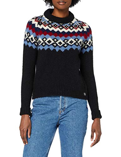 Superdry Montana Jacquard Crew suéter, Azul Marino Oscuro, XXS (Talla del Fabricante:6) para Mujer