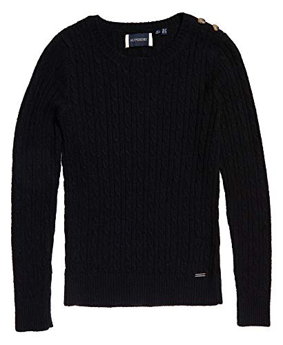 Superdry Mujer Jersey en Punto Trenzado Croyde Azul Marino Aclarado 36