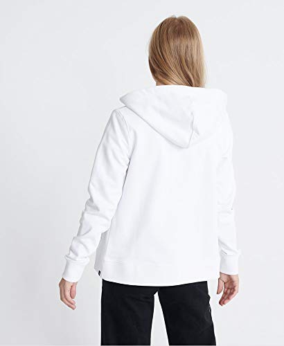 Superdry Mujer Sudadera de Rizo de algodón orgánico con Capucha y Cremallera de Blanco Brillante 42