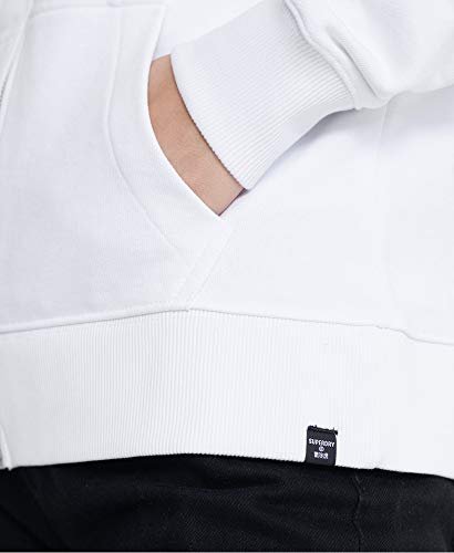 Superdry Mujer Sudadera de Rizo de algodón orgánico con Capucha y Cremallera de Blanco Brillante 42