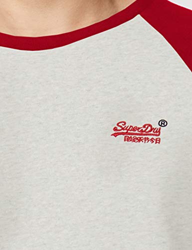 Superdry OL Softball Ringer LS Top Camiseta sin Mangas, Gris (Mcqueen Marl 43d), L para Hombre