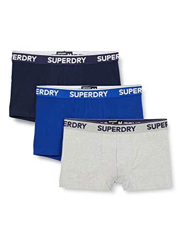 Superdry Trunks bañador, Armada más Rica/Cobalto Vivo/Greymarl, S (Pack de 3) para Hombre
