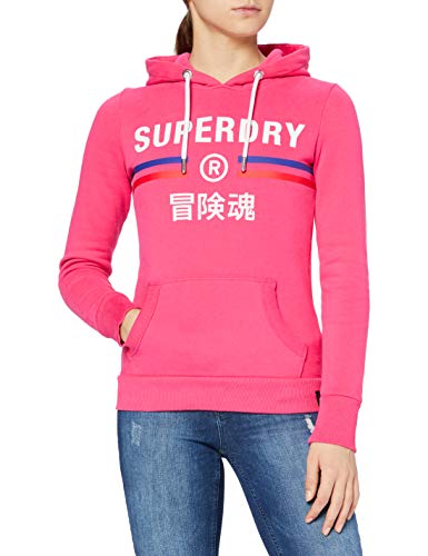 Superdry Vintage Sport Hood Sudadera con Capucha, Punk Pink, M para Mujer