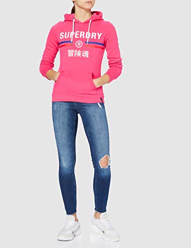 Superdry Vintage Sport Hood Sudadera con Capucha, Punk Pink, M para Mujer