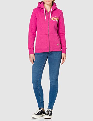Superdry VL Duo Zip Hood Sudadera con Capucha, Magenta Marl, M para Mujer