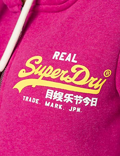 Superdry VL Duo Zip Hood Sudadera con Capucha, Magenta Marl, M para Mujer