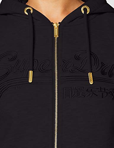 Superdry VL Tonal Emb Ziphood Jersey de Punto, Negro, XS (Talla del Fabricante:8) para Mujer