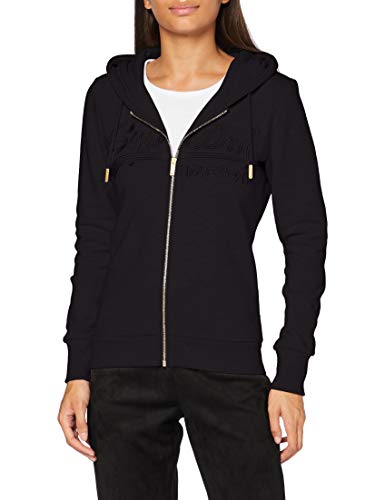 Superdry VL Tonal Emb Ziphood Jersey de Punto, Negro, XS (Talla del Fabricante:8) para Mujer
