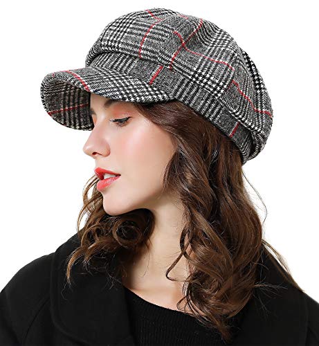 Superora Boinas Mujer Francesa Vintage Sombreros de Mujer Fiesta Invierno Clásico Gorro Caliente Beret Francés Beanie Cozy Enrejado