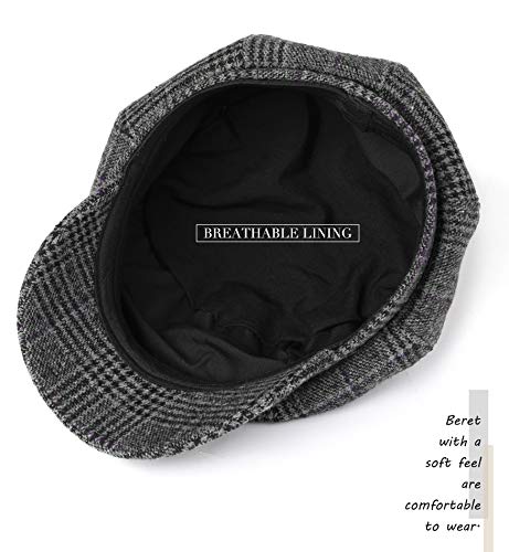 Superora Boinas Mujer Francesa Vintage Sombreros de Mujer Fiesta Invierno Clásico Gorro Caliente Beret Francés Beanie Cozy Enrejado