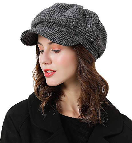 Superora Boinas Mujer Francesa Vintage Sombreros de Mujer Fiesta Invierno Clásico Gorro Caliente Beret Francés Beanie Cozy Enrejado