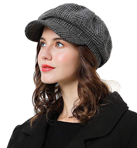 Superora Boinas Mujer Francesa Vintage Sombreros de Mujer Fiesta Invierno Clásico Gorro Caliente Beret Francés Beanie Cozy Enrejado