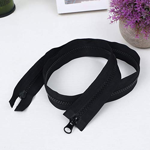 SUPVOX Cremalleras negras de 70 cm cremalleras de plástico grandes de doble cara chaqueta práctica cremallera bolsas de ropa carpa para manualidades de costura