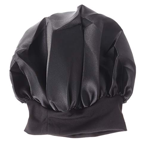 SUPVOX Sombrero de Gorro de Dormir de satén Gorro de Noche Sombrero de Pelo Largo Sombrero de Gorro de Pelo de Noche para Mujeres niñas - Negro (56-58cm)