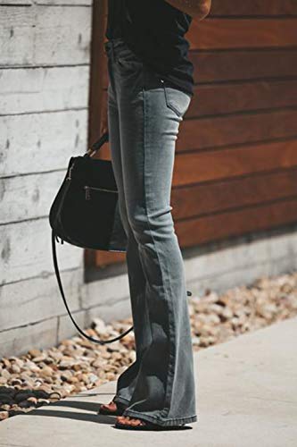 Suvimuga Mujer Vaqueros Acampanados Pantalones Largos Elástico Cintura Alta Retro Flared Jeans Negro S