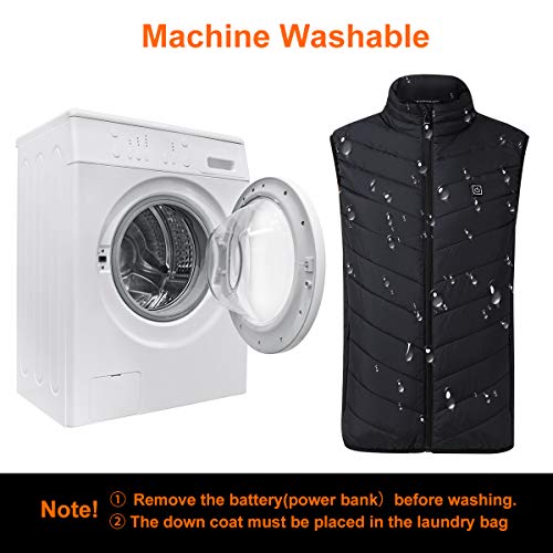 Suxman Chaleco calefactable USB, Chaleco calefactable para Hombres y Mujeres Temperatura térmica Ajustable, Carga USB, calefacción de Espalda y Cuello, Chaqueta Lavable,con guantes invierno (L)