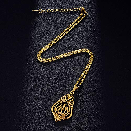 SWAOOS Estilo Vintage Islam Religioso Allah Musulmanes Colgante Collar para Oro Color Mujeres Árabe Joyería Accesorios 45Cm