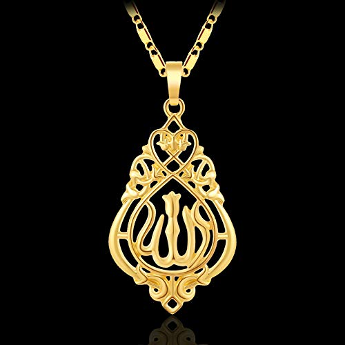 SWAOOS Estilo Vintage Islam Religioso Allah Musulmanes Colgante Collar para Oro Color Mujeres Árabe Joyería Accesorios 45Cm