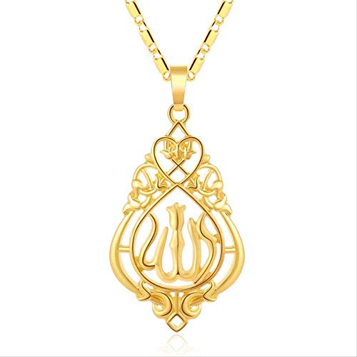 SWAOOS Estilo Vintage Islam Religioso Allah Musulmanes Colgante Collar para Oro Color Mujeres Árabe Joyería Accesorios 45Cm