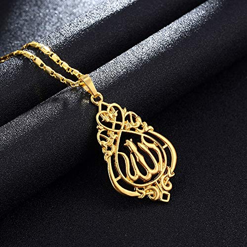 SWAOOS Estilo Vintage Islam Religioso Allah Musulmanes Colgante Collar para Oro Color Mujeres Árabe Joyería Accesorios 45Cm