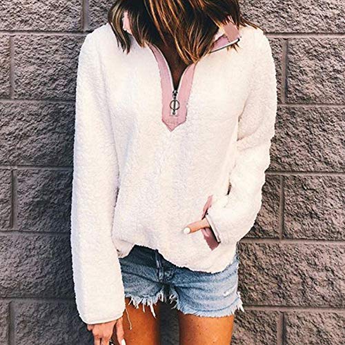 Sweatshirts Las mujeres de forro polar de invierno casual de imitación cuello de cremallera mujer sudaderas con capucha cálida cuello alto grueso sherpa tops