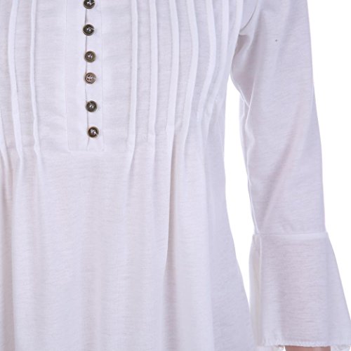 Switchali Blusas de Mujer Tallas Grandes de Moda 2017 Manga Larga Ropa de Mujer en Oferta Casual Camisetas Mujer Verano Baratas Blusas de Mujer Elegantes de Fiesta (3X-Large, Blanco)