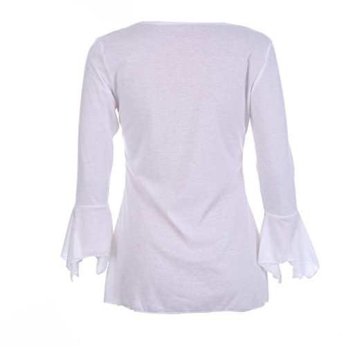 Switchali Blusas de Mujer Tallas Grandes de Moda 2017 Manga Larga Ropa de Mujer en Oferta Casual Camisetas Mujer Verano Baratas Blusas de Mujer Elegantes de Fiesta (3X-Large, Blanco)