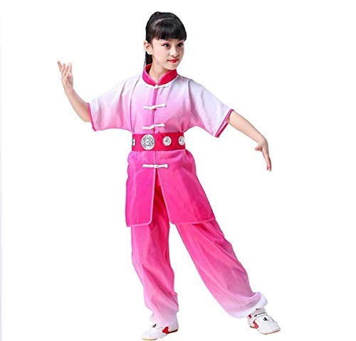 SXFYHXY Traje de Kung Fu para niños Uniforme de Tai Chi, Traje de Kung Fu Chino, Trajes de Artes Marciales para niños Traje de Ropa de actuación para niños y niñas de Kung Fu Traje Tang