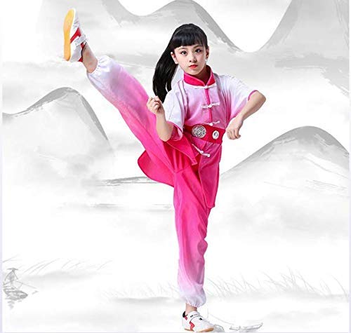 SXFYHXY Traje de Kung Fu para niños Uniforme de Tai Chi, Traje de Kung Fu Chino, Trajes de Artes Marciales para niños Traje de Ropa de actuación para niños y niñas de Kung Fu Traje Tang