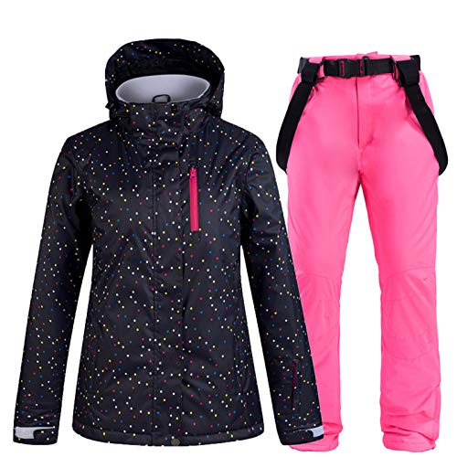 SxLingerie Traje De Esquiar Mujer Chaqueta Y Pantalones Esquí De Invierno Térmico Pantalones Impermeables A Prueba De Viento Conjunto Chaqueta Snowboard Montaña para Deportes Al Aire Libre,Rosado,S