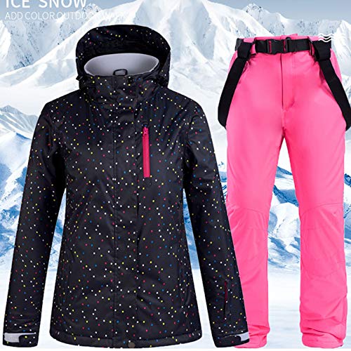 SxLingerie Traje De Esquiar Mujer Chaqueta Y Pantalones Esquí De Invierno Térmico Pantalones Impermeables A Prueba De Viento Conjunto Chaqueta Snowboard Montaña para Deportes Al Aire Libre,Rosado,S