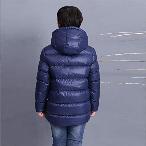 SXSHUN Niños Chaqueta de Nieve para Invierno Boys' Snow Jacket Abrigo Acolchado con Capucha para Chicos, Azul Oscuro, 15-16 años (Etiqueta: 170cm)