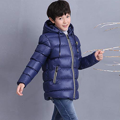 SXSHUN Niños Chaqueta de Nieve para Invierno Boys' Snow Jacket Abrigo Acolchado con Capucha para Chicos, Azul Oscuro, 15-16 años (Etiqueta: 170cm)