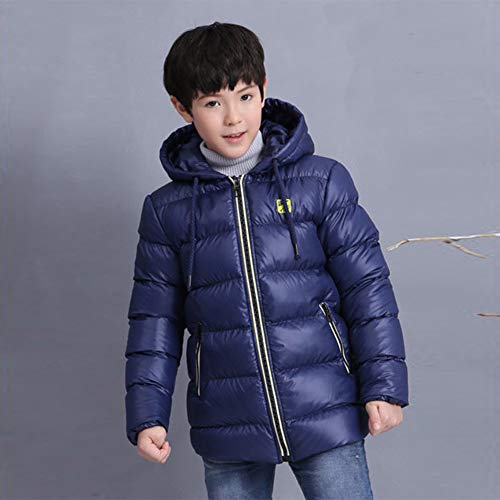 SXSHUN Niños Chaqueta de Nieve para Invierno Boys' Snow Jacket Abrigo Acolchado con Capucha para Chicos, Azul Oscuro, 15-16 años (Etiqueta: 170cm)