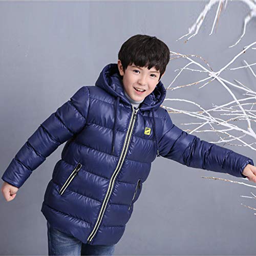 SXSHUN Niños Chaqueta de Nieve para Invierno Boys' Snow Jacket Abrigo Acolchado con Capucha para Chicos, Azul Oscuro, 15-16 años (Etiqueta: 170cm)