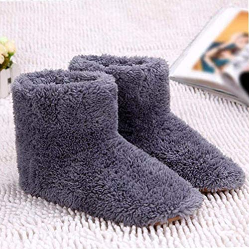 SyeRum Calentador de pies eléctrico, Pantuflas para microondas, Calentador de pies USB Calzado de Invierno con Suela Suave Calentador de pies, Calzado eléctrico Lavable Bota de esquí