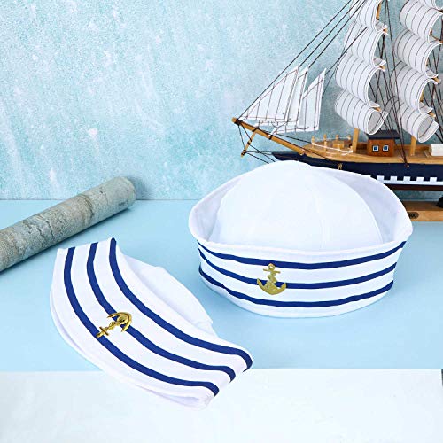 Syhood Sombreros de Azul con Blanca Gorro Marino Marinero para Accesorio de Vestuario, Fiesta de Disfraces (6 Paquetes)