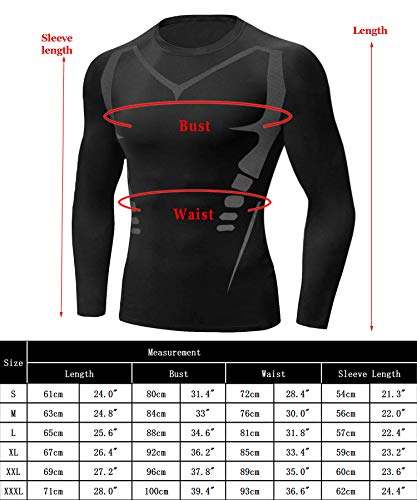 Sykooria Camiseta de Compresión Deportiva para Hombre Ropa Deportiva de Manga Larga Transpirable Secado Rápido Correr Gym Entrenamiento Ciclismo