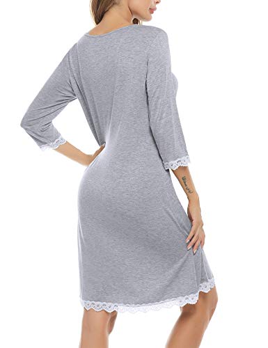 Sykooria Camisón de Maternidad para Mujeres Ropa de Dormir de Lactancia Camisón de Manga Corta de enfermería